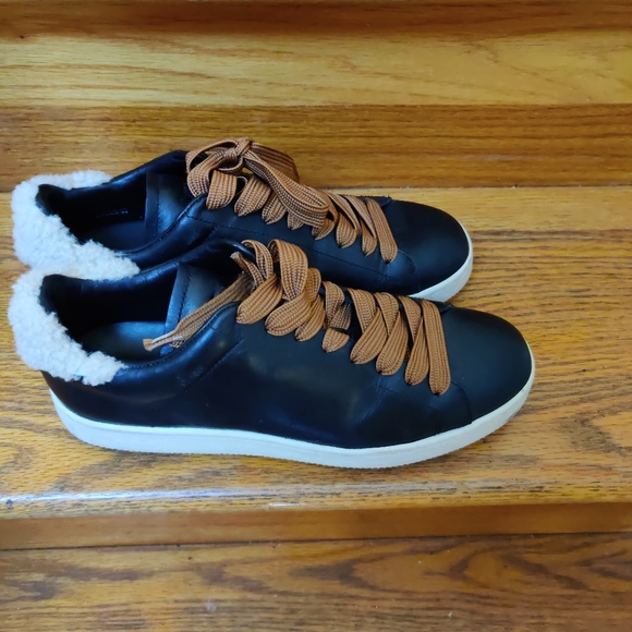 Men's COACH black leather sneakers size 9.5 - Picture 4 of 5